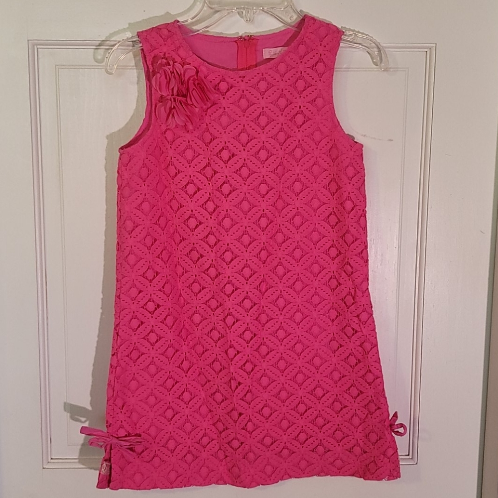 Pink no sleeve lace dress for girls